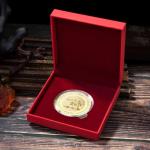 Red Velvet Gold Hot Stamp Logo Rigid Packaging Box Luxury Gold Coin Collection