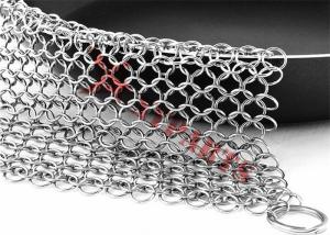 China SS304 SS316 Chain Mail Scrubber Round Square Shape For Kitchen Cleaning wholesale