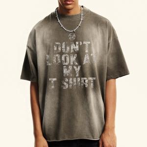 China 320Gsm Acid Wash Oversized T Shirt Tee Cotton Heavyweight T Shirt Vintage Sun Faded Streetwear wholesale