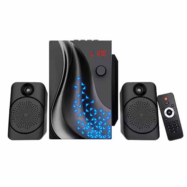 20W 5W * 2 Output Wooden Professional Audio System 2.1 USB FM BT Remote Control Subwoofer Active Column Speaker
