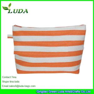 China LUDA Striped Straw Handbags Paper Straw Clutch wholesale