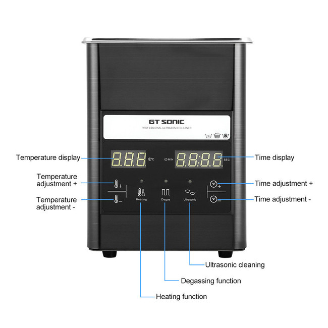 Small Stainless Steel 2L Ultrasonic Cleaner With Digital Heater Timer 50W