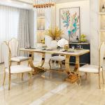 Contemporary Stainless Steel Marble Dining Table For Modern Homes
