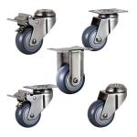 3'' Waterproof Trolley Fixed PU Stainless Steel Caster Wheels