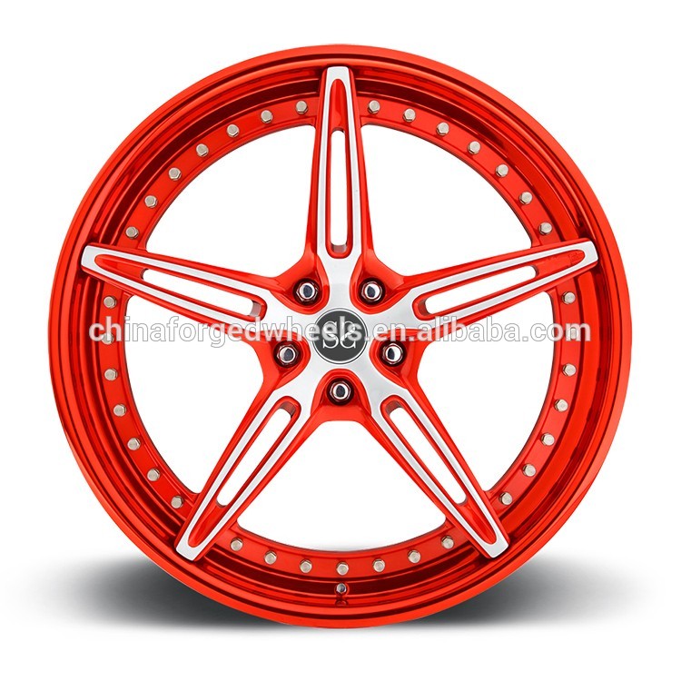 Customized Red 2-PC Forged Alloy Rims FOr Ferrari / Rim 22" Alloy Car Rims 5x114.3