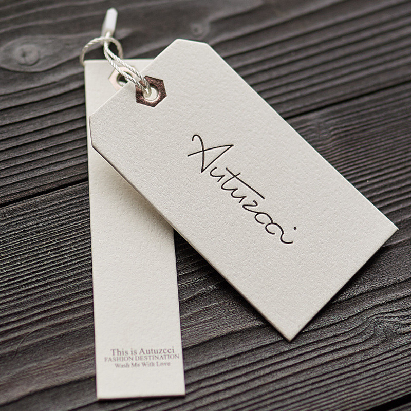 Own Logo Nordic Style Marble Gilded Coated Paper Clothing Tags OPP Bag Printing