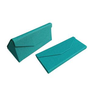 China Blue Magnet Closure Folding Triangle Eyeglasses Case Sunglasses Packaging Box wholesale