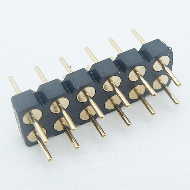 12p machined male pin header2.54mm insulation height=3.00mm round pin vertical through hole board to board connector