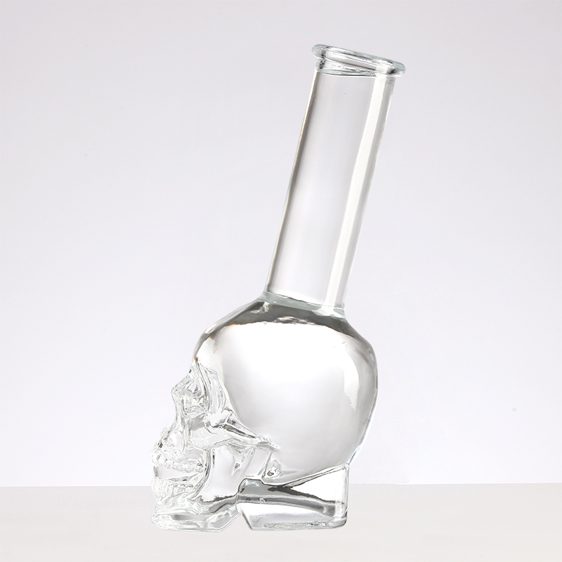 Glass Collar 300ml/500ml Longneck Skull Wine Bottle for Decorative in Colors Request