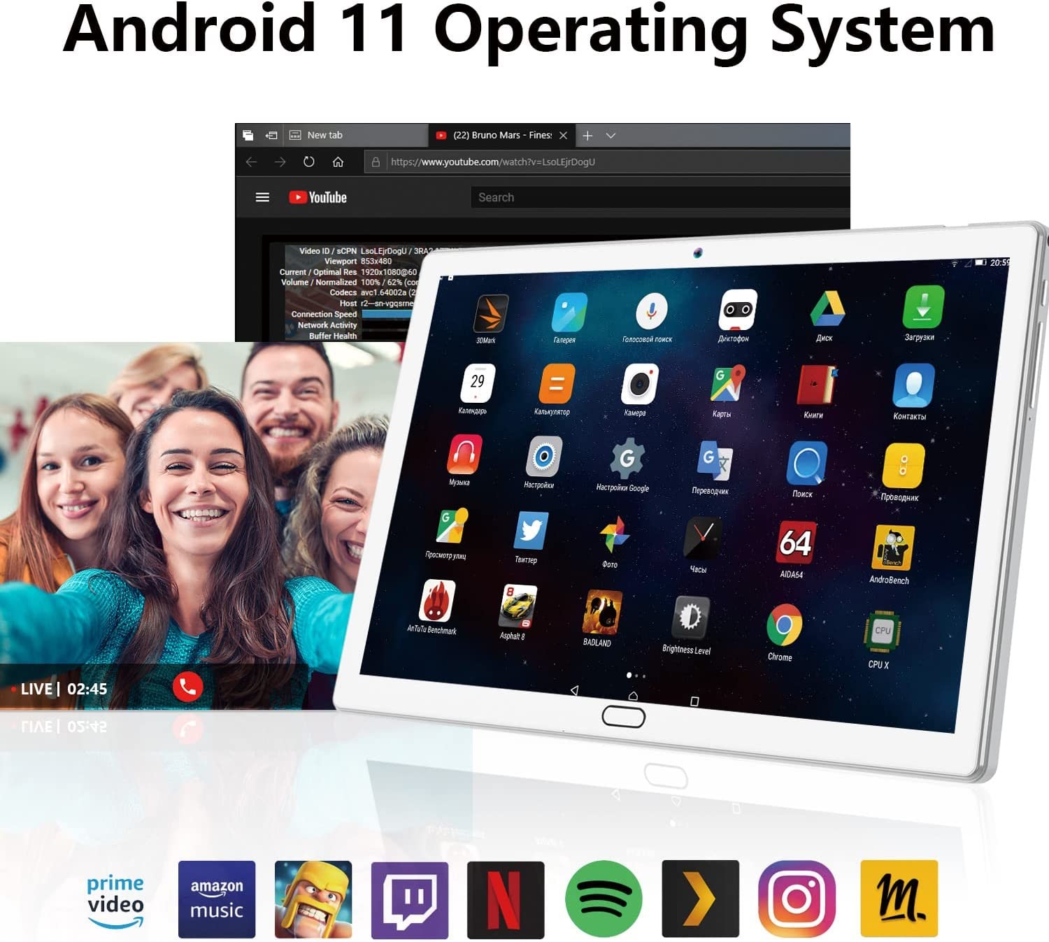 10 Inch Octa Core Chromebook Tablet PC Windows 2 In 1 With 4+64/128GB