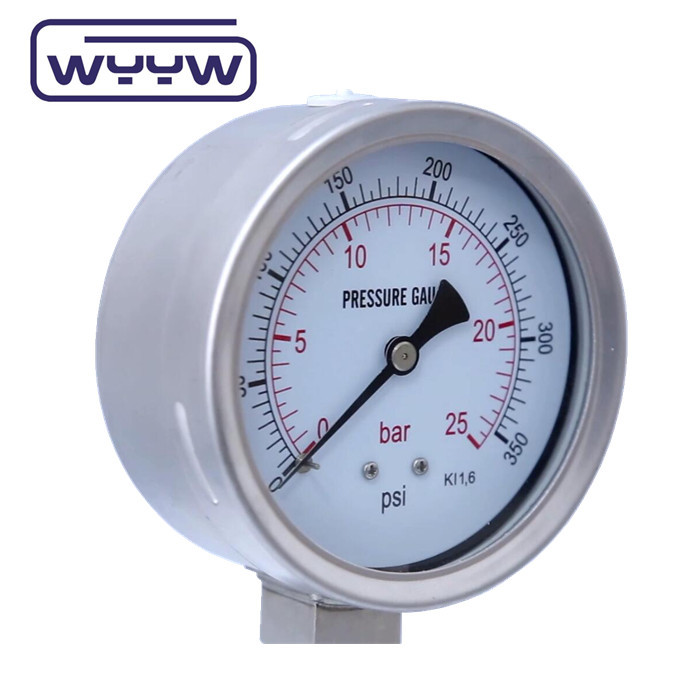 Precision Industrial Laser Welded Liquid Pressure Gauge With Black Aluminum Pointer