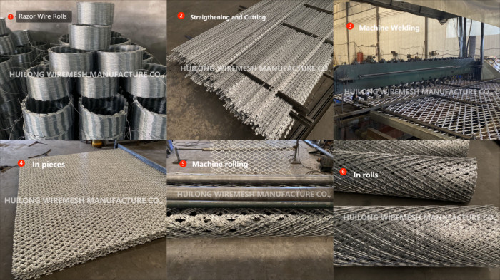 Heavy Galvanized Concertina Razor Wire Fence Sharp Welded 1.5mx3m Panel Piece