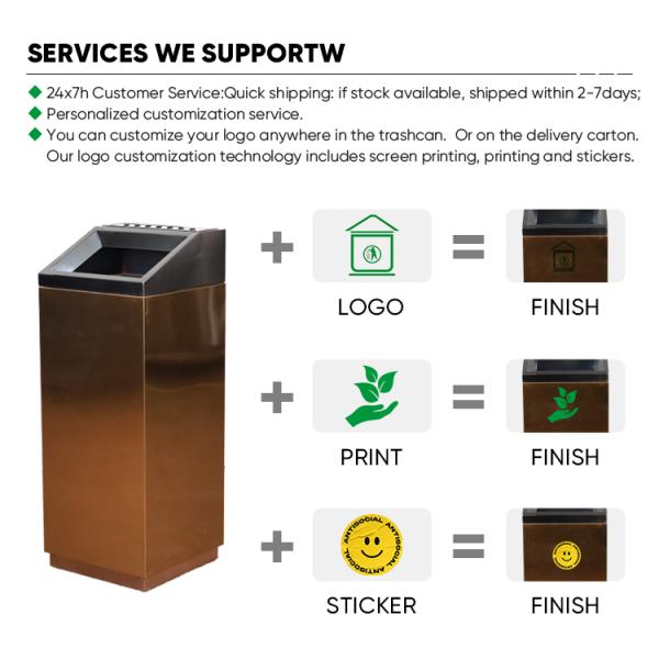 Black Stainless Steel Hotel Trash Can with Rolling Cover and Pressing Type in Customized Size