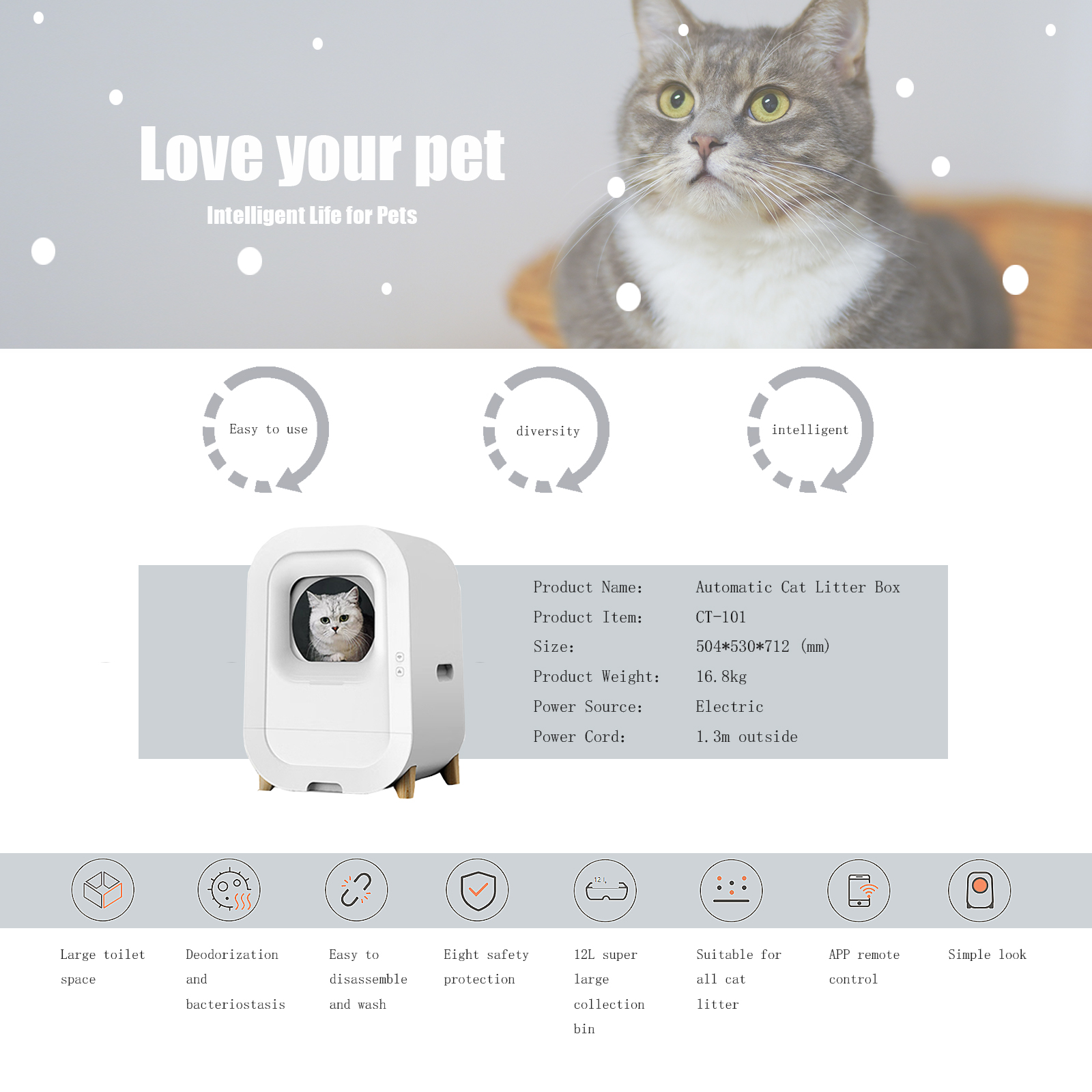 Smart Sift Cat Litter Box White 1-8kg Capacity Self-Cleaning and Smart Design