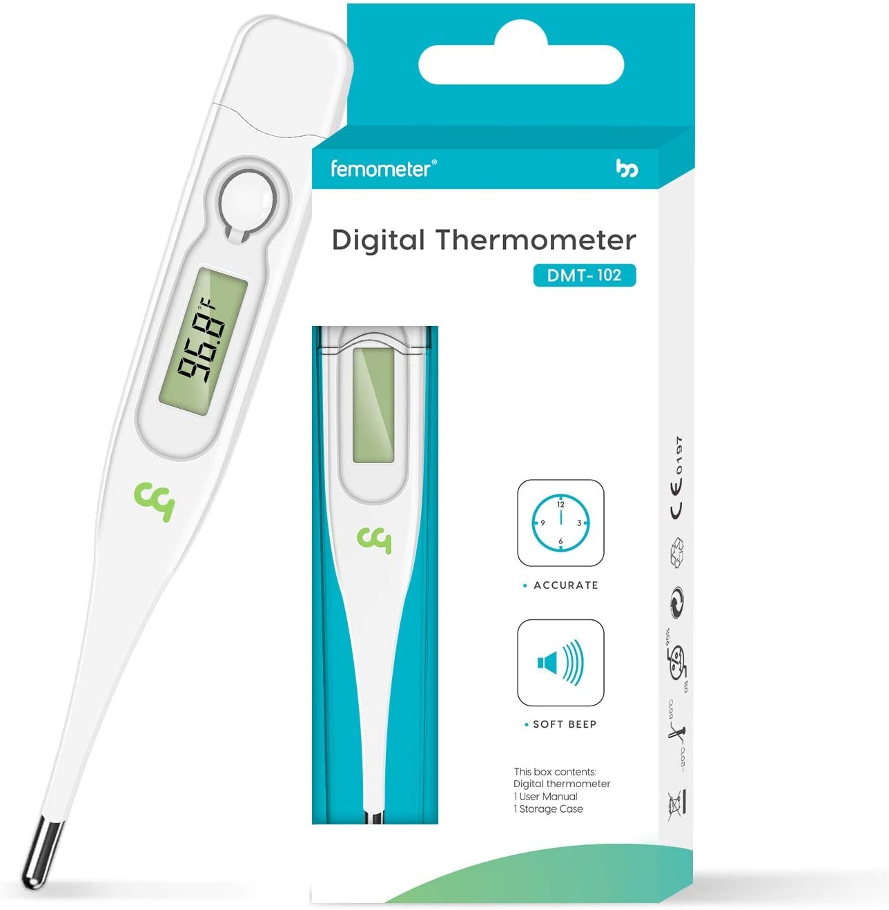 Medical Digital Thermometer with Fever Indicator and Memory Recall