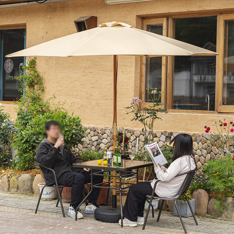 Wooden Pole Outdoor Garden Sunshade Umbrella for Patio Villa Restaurant Hotel