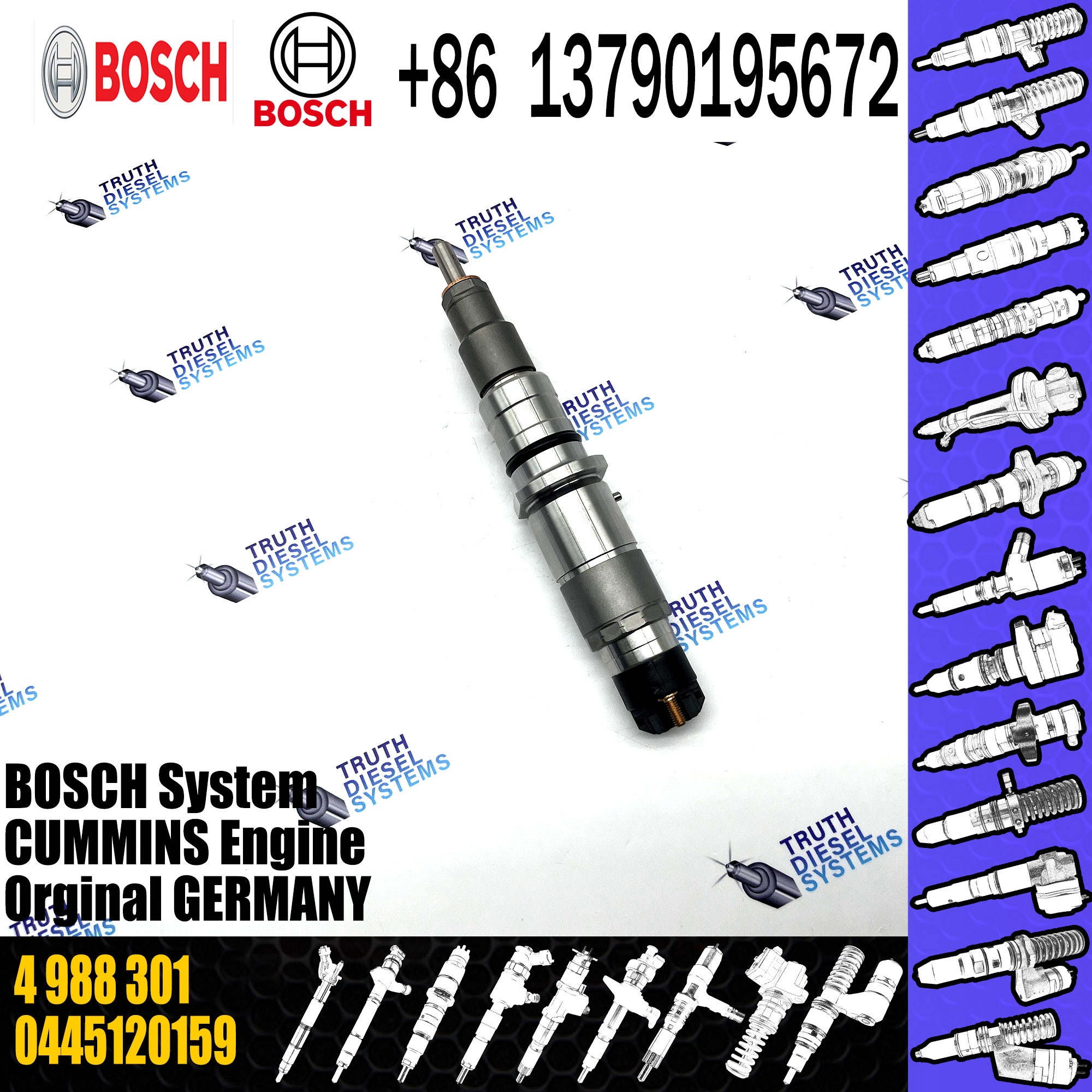 high quality common rail injector 0445120254 5263317 4988301 injector for Cummins injector nozzle 0445120254 5263317