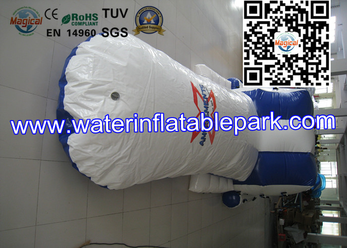 Blue White Inflatable Iceberg With Blob / Inflatable Water Games For Kids , Children