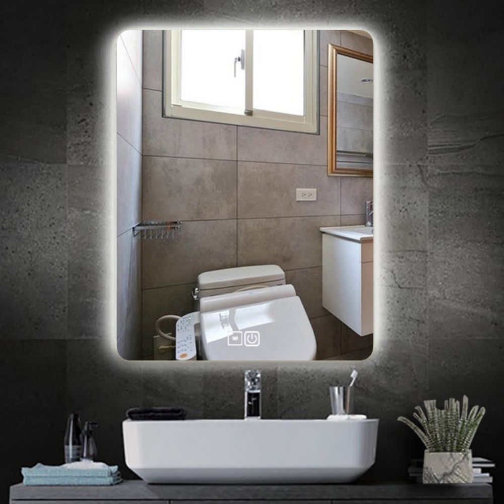 Modern Design Glass Mirror Backlit Bathroom Smart LED Touch Screen Makeup Mirror