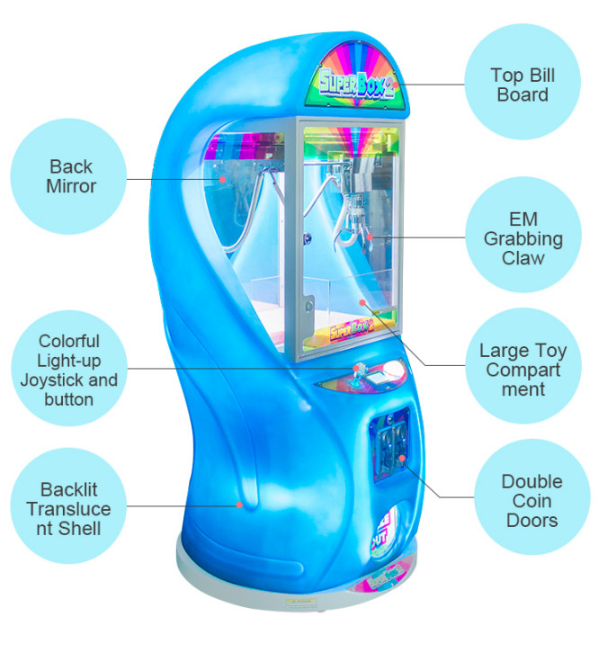 Colorful Super Box 2 Mini Claw Arcade Game Machine For Shopping Mall