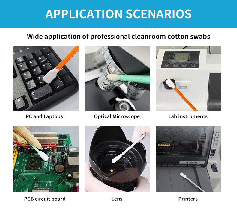 100pcs Microfiber Swabs Printhead Cleaning Swabs Short Stick Micro Buds For Cleanroom