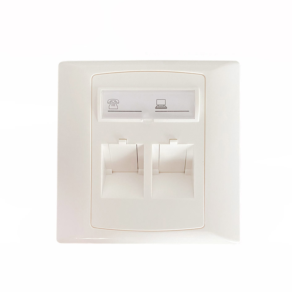 ABS 2 Port Wall Network Cable Faceplate For Workstation