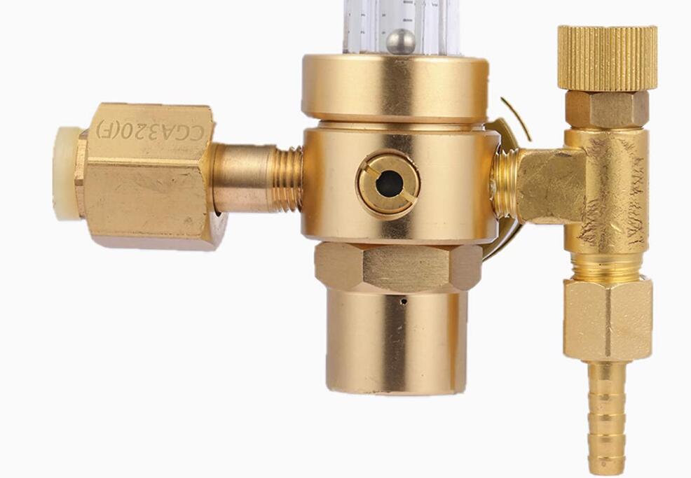 CO2 Gas Regulator Full Copper Flowmeter for Mig Welding Brass Yellow Valves Included