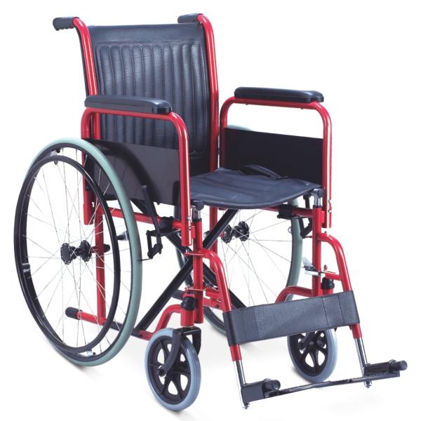Footrest Armrest Folding Steel Wheelchair Ultra Lightweight Portable Wheelchair