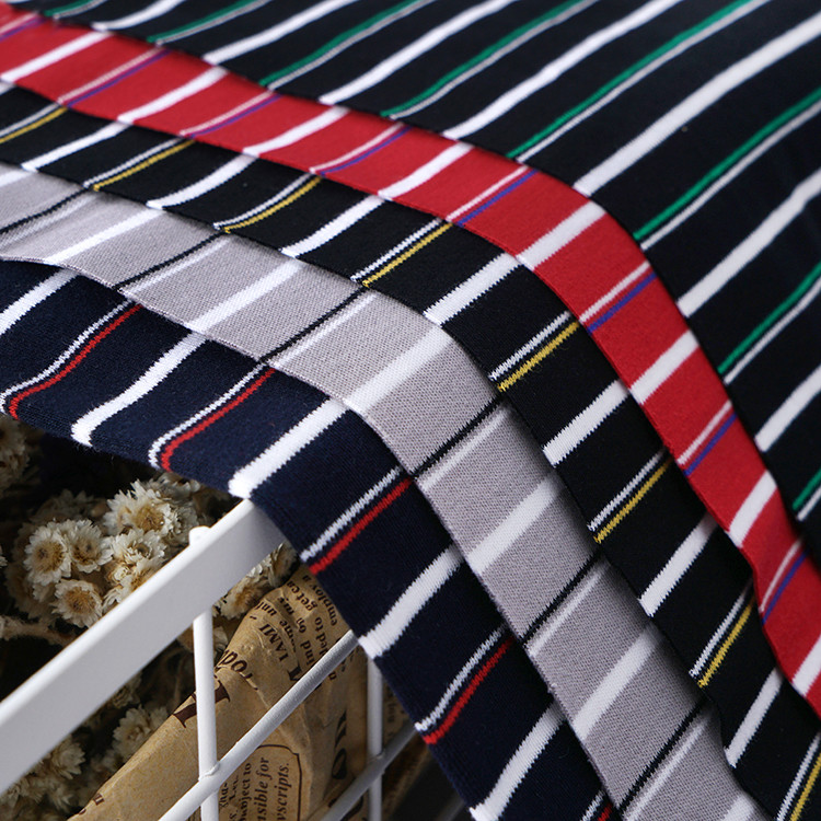 Soft Double Knit Fabric Striped Breathable Washed Cotton Material For Pajamas
