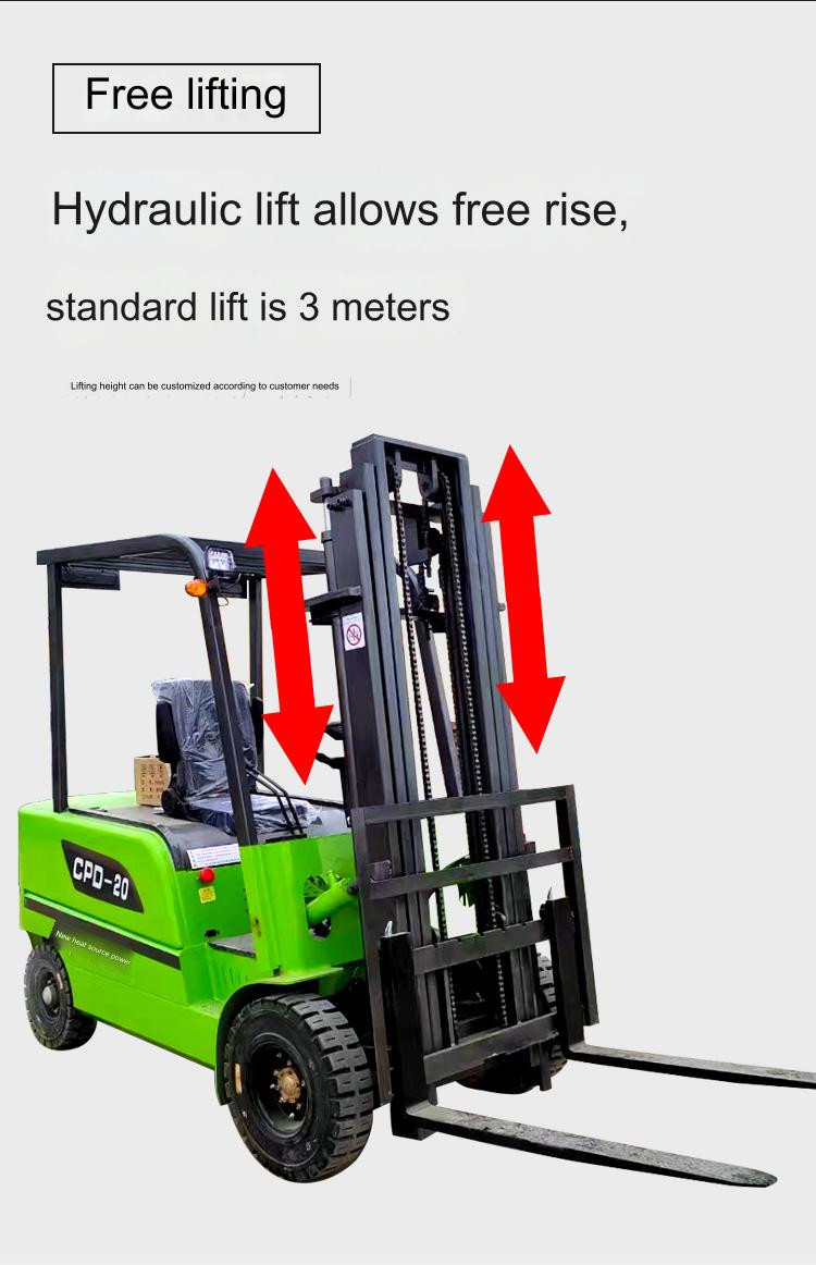 Rated load capacity 2000kg 4 wheel electric forklift , battery capacity 420 Ah