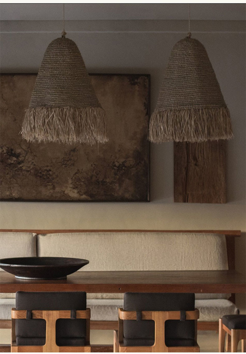 Retro Wabi Sabi Rattan Pendant Light B&B Restaurant Bar Cafe Dining Room Decor Chandelier（WH-AP-592)