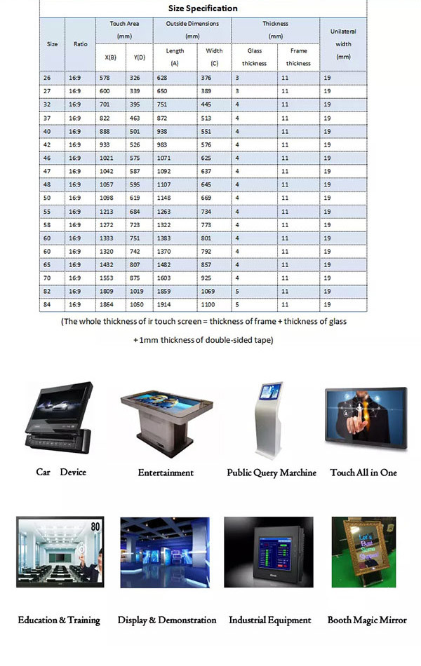 20 Points Bezel Frame Ir Infrared Touch Screen Overlay 65 Inch Panel Overlay Kit