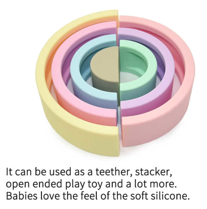 Rainbow Soft Silicone Block Baby Silicone Toys For Educational Colorful