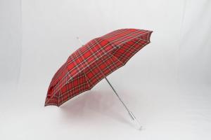 China 27 Inch Manual Windproof Golf Umbrellas Red Tartan Fabric Acrylic Handle wholesale