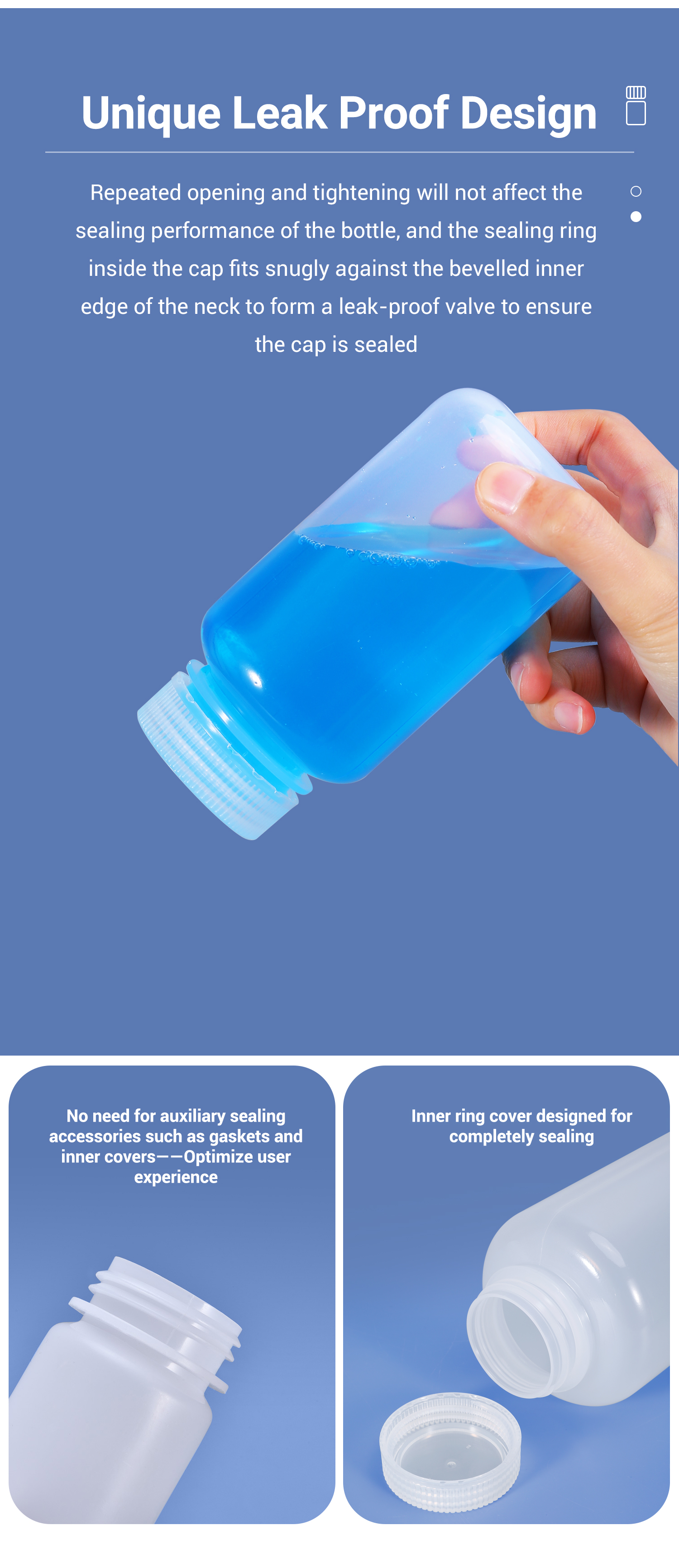 Biological PP Wide Mouth Reagent Bottle Screw Cap for Laboratory