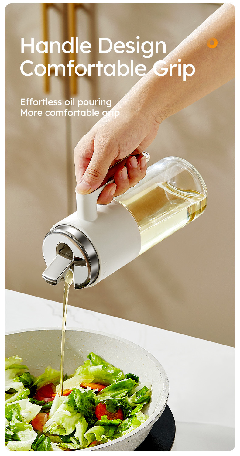 NEW 500 Ml/17oz Stainless Steel Lid Clear Vinegar And Olive Oil Bottle Dispenser Auto Flip Glass Oil Pot Container