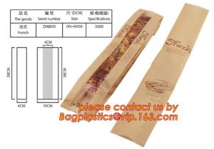 China Clear Window bleached kraft paper bag bread bag, paper kraft bag, French Baguette bread paper bag, Long Size Toast Bags, on sale