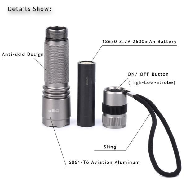 IP66 100Lm 1W Explosion Proof LED Flashlight Aluminum Silver ATEX Approval