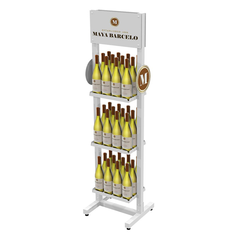 Double Sided Wine Display Stand Grocery Solid Wood Display Stand For Tequila
