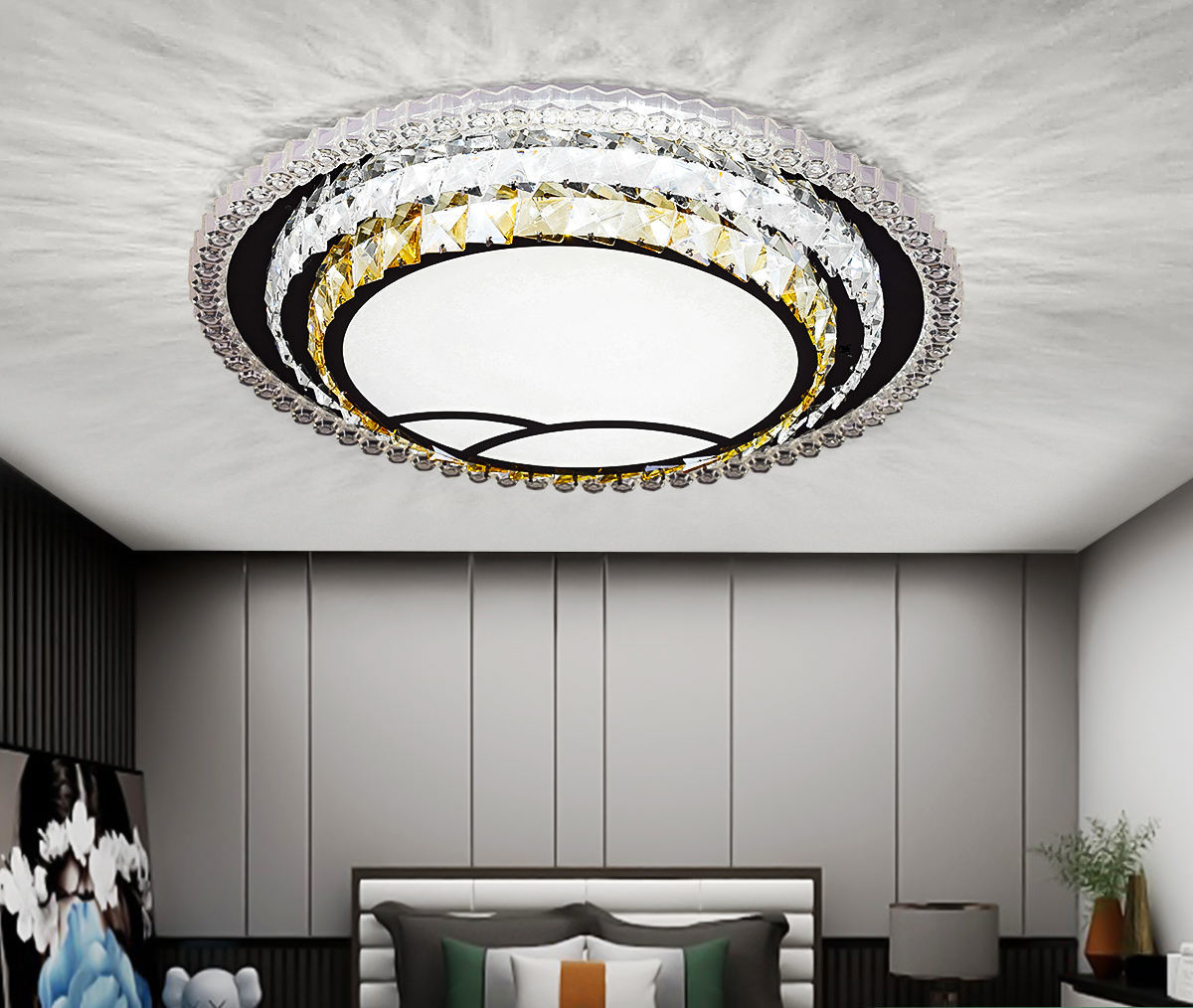 Modern Luxury Ceiling Fans Light , Smart LED Ceiling Fan With Remote Control