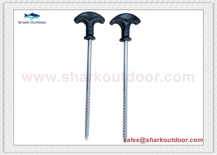Screw Steel Tent Stakes Ice Fishing Pegs Nails With Handle Outdoor Camping Tent Accessories
