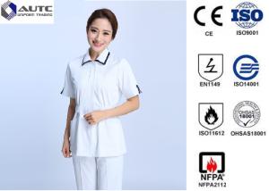 China Cotton Disposable Medical Clothing Round Neck Elastic Knitted Cuff Easy Cleaning wholesale