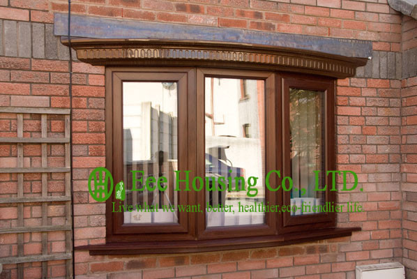 Wood Color UPVC Windows For Villas/Apartment, Viny fixed and casement windows