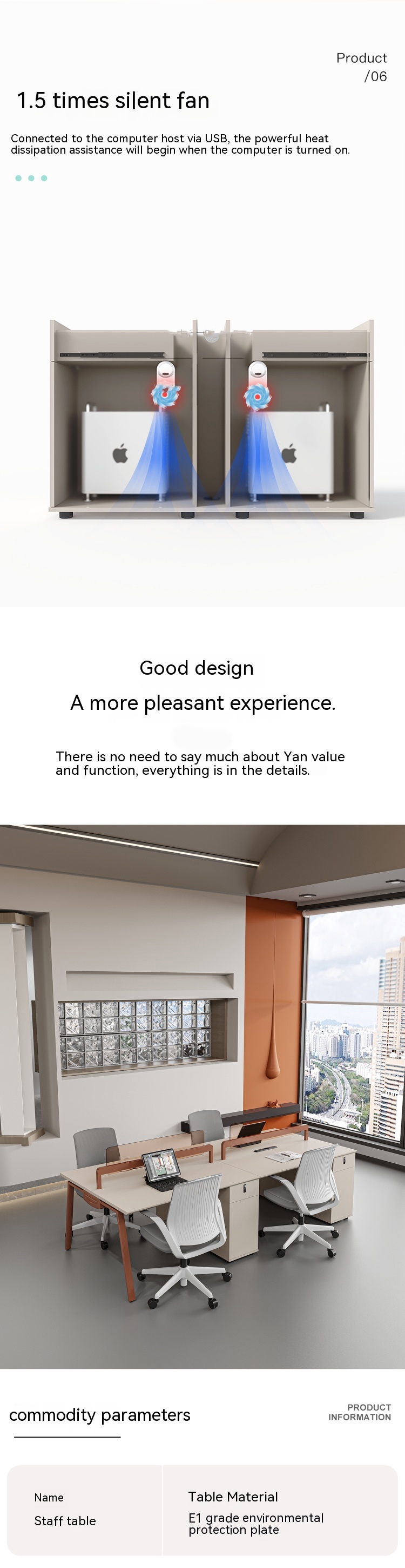 Staff Office Desk and Chair Combination Table Modern Design for Six People in Commercial