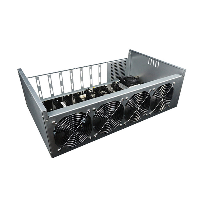 BTC ETH GPU Mining Rig Machine AMD A68 Chipset 8 GPU Mining Case
