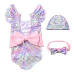 Infant Toddler Baby Girls Colorful Fish Scale Mermaid Ruffles Sleeve One-Piece