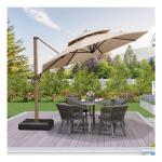 Outdoor Garden Patio 360 Degree Rotation Aluminium Double Roof Umbrella Deluxe