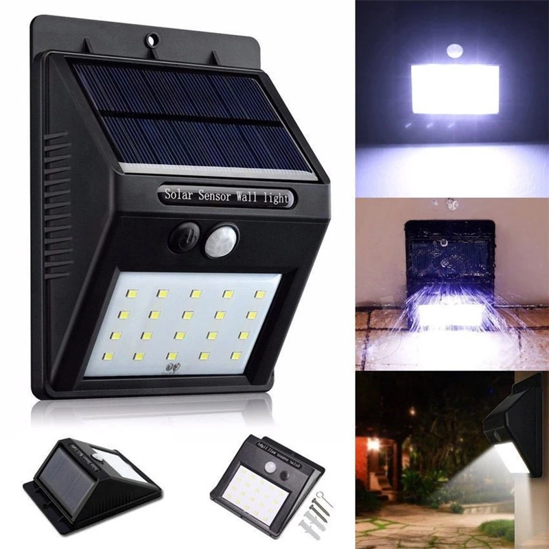 300lm PIR Solar Powered Motion Lights 6500k Pir Exterior Wall Lights