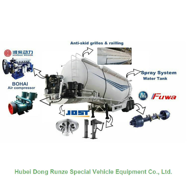Bulk Cement Tank Semi Trailer For Transportation , Tanker Truck Trailer 40cbm Capaciy
