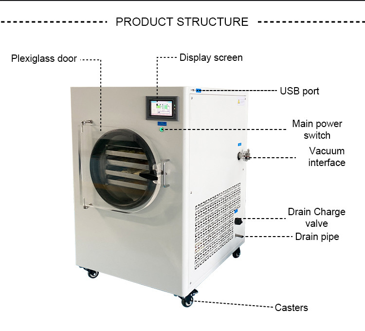 750W Home Use 0.1㎡ Vertical Vacuum Freeze Dryer Machine For Food